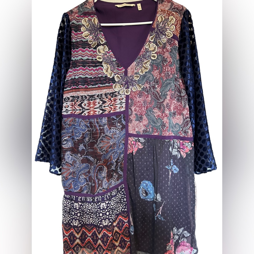 Soft Surroundings Embroidered Patchwork Metallic … - image 1